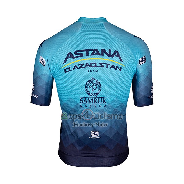 Astana Qazaqstan Team Ropa Ciclismo Culotte Corto 2022 Mangas Cortas Azul AMarillo